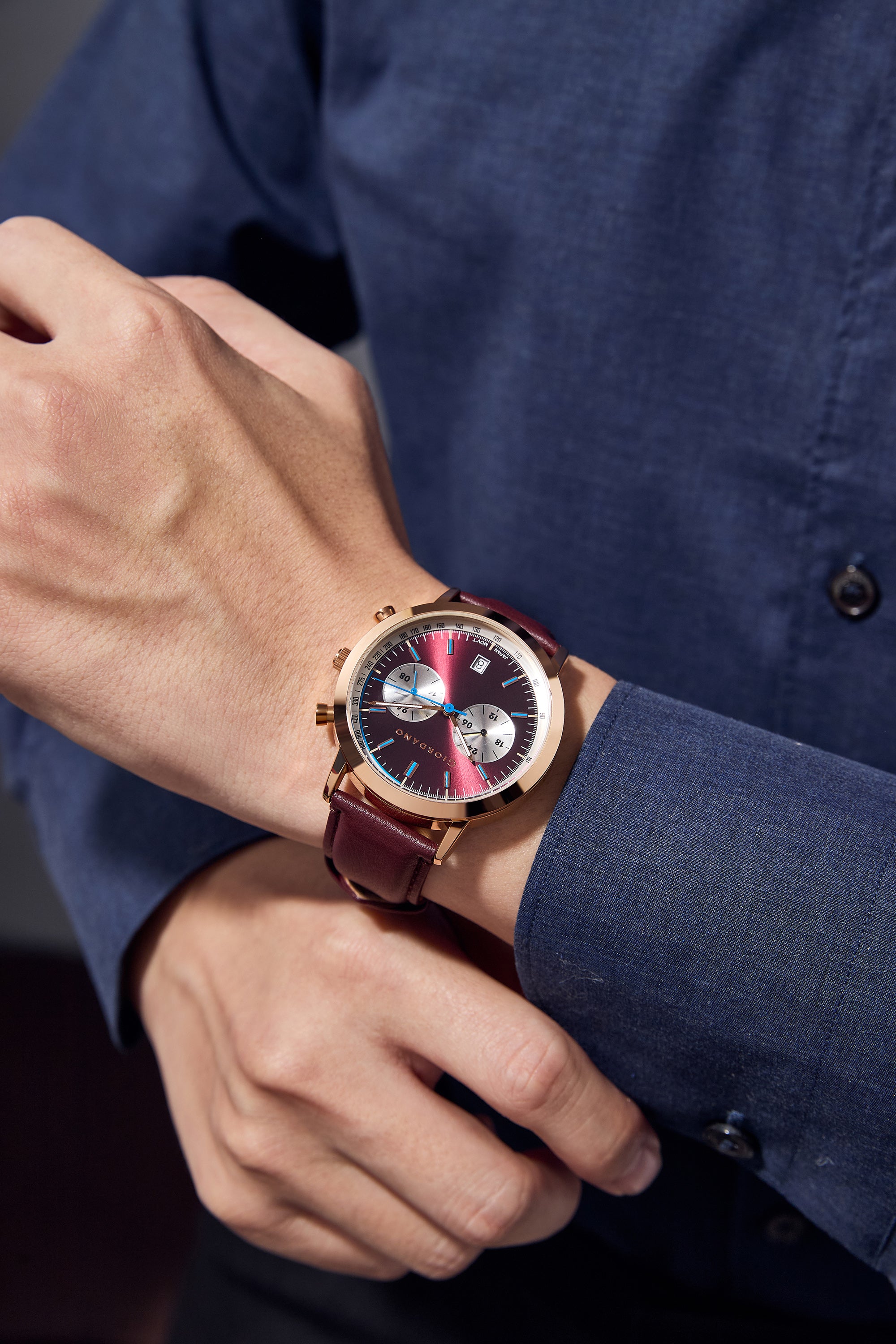 Giordano Analog Stylish Multi-Functional Watch for Men with Round Shape dial, Japanese Quartz and Leather Strap | GZ-50089-03